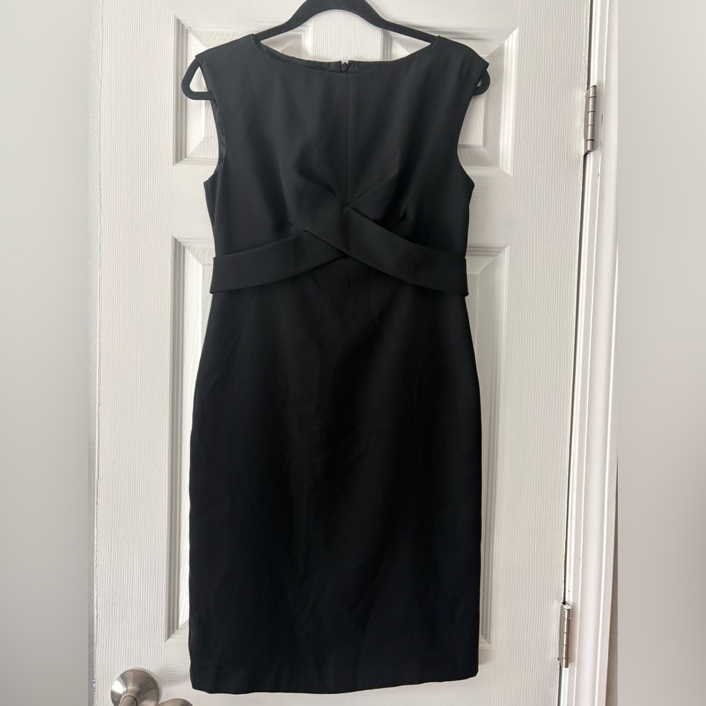 Ann Taylor Black Cocktail Dress Criss Cross Front - Size 0